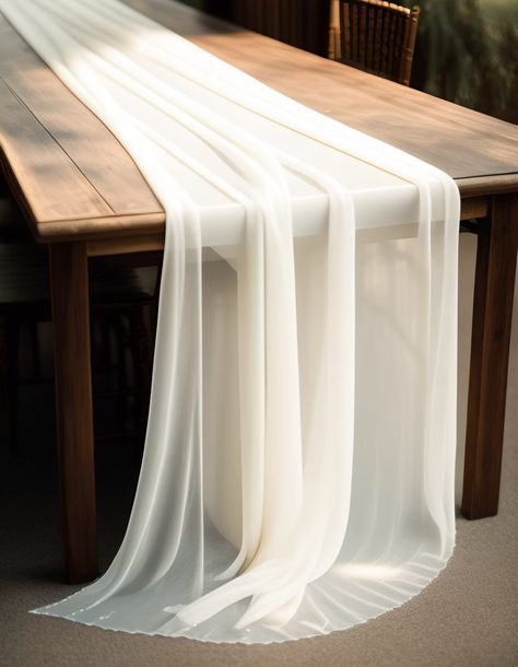 Wedding Chiffon Table Runner, Chiffon Table Cloth, Ivory Chiffon Table Runner, White Runner Wedding Table, White Linen Table Runner, White Chiffon Table Runner, Long Table Runners Wedding, Sheer Table Runner Wedding, Ivory Table Runner Wedding