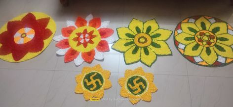 Rangoli mats , decorative mats , puja mats Diy Rangoli, Painting Jewellery, Rangoli Decoration, Gauri Ganpati, Ganpati Decor, Acrylic Rangoli, Rangoli Designs Photos, Simple Flower Design, Small Rangoli