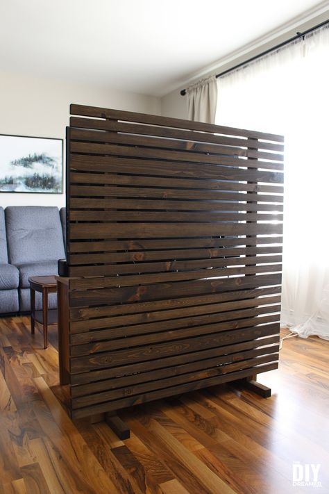 Hide Back Of Tv, How To Build A Room Divider, Basement Room Divider Ideas, Tv Room Divider, Diy Wall Divider, Wooden Divider, Church Sanctuary, England House, Play Cafe