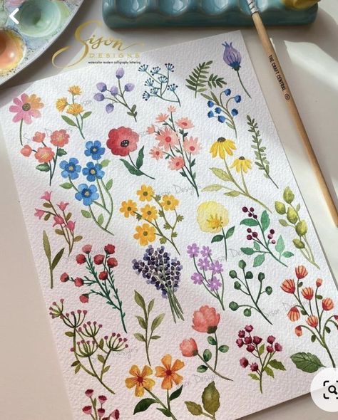 Watercolor Blog, Flowers Drawing, Flowers Painted, Floral Drawing, Watercolor Flower Art, Watercolor Palette, 수채화 그림, Watercolor Art Lessons, Flower Doodles