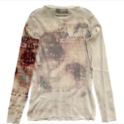 Jean Paul Gaultier 2004 
2000 fashion long sleeve graphic top women unisex distressed top vintage fabric Paul Gaultier Spring, 2000 Fashion, Concept Clothing, Archive Fashion, Paul Gaultier, Dream Clothes, Jean Paul Gaultier, Jean Paul, Punk Fashion