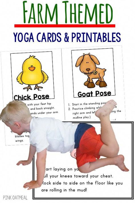 Yoga Helpful Strategies For yoga toddlers printable Farm Animal Yoga, Farm Themed Activities, Farm Yoga, Preschool Gross Motor, Brain Break Ideas, Kids Yoga Games, Fine Motor Activities For Preschoolers, Farm Activities Preschool, Pediatric Physical Therapy Activities