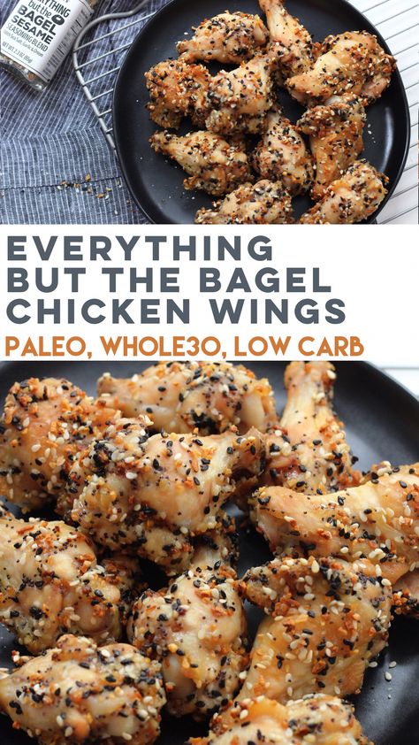 Everything But The Bagel Chicken, Paleo Chicken Wings, Low Carb Chicken Wings, Paleo Appetizer, Whole 30 Chicken Recipes, Paleo Appetizers, Wing Recipe, Everything But The Bagel, Paleo Diet Recipes