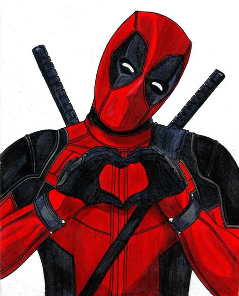 Deadpool Drawing Reference, Deadpool Heart Hands, Simple Deadpool Drawing, Deadpool Sketch, Deadpool Art Drawing, Deadpool Clipart, Deadpool Pencil Drawing, Deadpool Painting, Deadpool Doodle Art