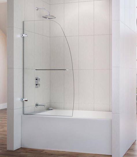 Shower Doors: What To Know Before You Buy: Partial Tub Enclosure Tub With Glass Door, Bathtub Shower Doors, Tub Enclosures, Bathtub Doors, Tub Doors, Tub Shower Doors, Bathroom Redo, Tub Shower Combo, Glass Shower Doors