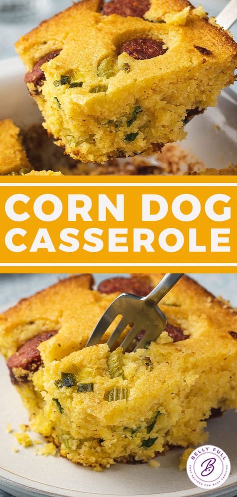 Cornbread Hotdogs Casserole, Corn Dog Casserole Recipes, Mini Corn Dog Chili Casserole, Hot Dogs And Cornbread, Corn Dog Casserole Jiffy, Corn Recipes Main Dish, Corndog Casserole Jiffy, Chili Corn Dogs, Hot Dog Cornbread Casserole