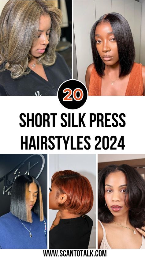 When it comes to achieving a sleek, smooth, and polished look, silk press hairstyles are a go-to for many. While traditionally associated with longer lengths, the magic of a silk press can elevate short hairstyles, offering an elegant finish that’s both refined and versatile. In this article, we’re diving into 20 unique short silk press hairstyle ideas that highlight the versatility of short hair. Silk Press On Medium Length Natural Hair, African American Medium Length Hairstyle, Natural Hair Silk Press Hairstyles, Black Women Hairstyles Shoulder Length, African American Straight Hairstyles, 4c Hair Blowout Short, Flatiron Hairstyles Black Natural Hair Short, Blowout Black Women Natural Hair, Silk Press Natural Hair Middle Part