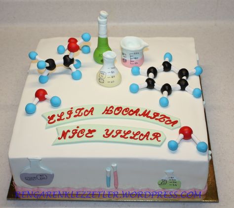 Cake for a Chemist. Science cake Chemistry Cake, Unique Birthday Cake, Science Cake, Construction Birthday Cake, Cake Decorating Party, Happy Birthday Drawings, Birthday Cake With Name, Happy Anniversary Cakes, Retirement Cake