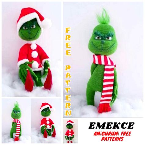 Christmas Grouch Amigurumi Free Crochet Pattern - Emekce.com Christmas Blanket Crochet, Diy Fall Ideas, Christmas Crochet Blanket, Fingerless Gloves Crochet Pattern, Knitted Toys Free Patterns, Crochet Christmas Gifts, Needle Felted Christmas, Crochet Xmas, Crochet Octopus