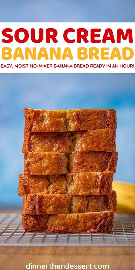 Sour Cream Banana Bread Moist, Nutella Ring, Banana Bread With Sour Cream, Sour Milk Recipes, Peach Quick Bread, Fall Sweets, Super Moist Banana Bread, Sour Cream Banana Bread, Hawaiian Desserts