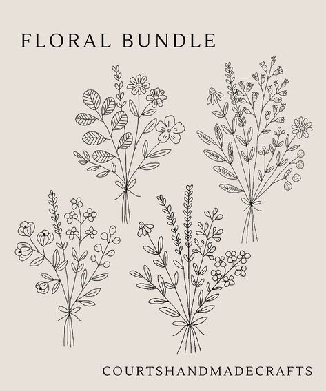 Flower Bundle Drawings, Wild Flower Bouquet Drawing, Flower For Drawing, Line Floral Drawing, Wild Flowers Drawing, Wildflower Doodles, Bouquet Of Flowers Drawing, Flower Bouquet Illustration, Wildflowers Field