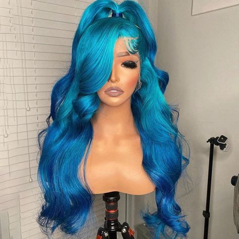 Product Details Brand Name Geeta Hair Hair Texture Body Wave Wig Wig Color Ombre Lake Blue Wigs Human Hair Tape Brazilian Hair Hair Length 16-30Inch Lace Size 13x4 Lace Front Wig/4x4 lace closure Material Grade Brazilian Virgin Hair Density 150% 180% 250% Density Wig Size Average 21.5-22.5 Inch Head Circumference Straps Adjustable Lasting For 1 More Year Can Be Dyed And Bleached Yes Hair Advantage No Shedding,Tangle Free, Soft,Bouncy Shipping Shipped within 24-48 hours，5-7 Bussiness days arrive Long Curly Colored Hair, Ombré Blue Wig, Blue Wig Hairstyles For Black Women, Pretty Hair Colors For Black Women, Blue Wig Hairstyles, Styles For Wigs, Blue Wig Install, Blue Wigs For Black Women, Unique Wig Hairstyles