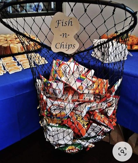 Fish Themed Retirement Party, Fish Themed Games, Fishing Party Cake, Fishing Centerpieces Ideas, Fishing Retirement Party, First Birthday Theme Boy, Fishing Baby Shower Theme, Fishing Theme Party, Fishing Themed Birthday Party