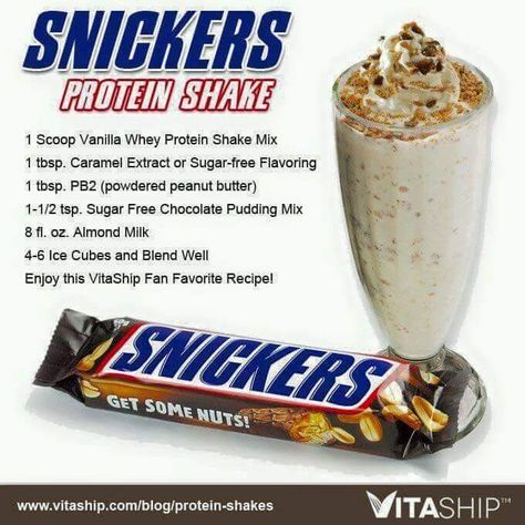 Snickers protein shake Snickers Protein Shake, Caramel Extract, 310 Shake Recipes, Whey Protein Shake, Snickers Protein, Protein Drink Recipes, Powdered Peanut Butter, Whey Protein Shakes, Herbalife Shake Recipes