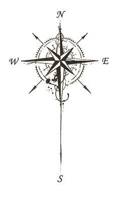 Nautical Star Tattoos, Compass Tattoo Design, Geniale Tattoos, Compass Design, Tiny Tattoo, A Compass, Lotus Tattoo, Compass Rose, Tattoo Set