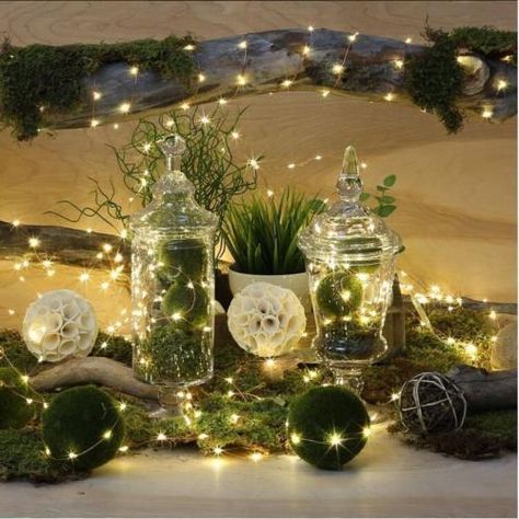 String Lights Outdoor Wedding, Solar Powered Fairy Lights, Christmas Wedding Flowers, Jars Decor, Copper Wire Fairy Lights, Bike Decorations, Christmas Wedding Party, Banquet Ideas, String Lights In The Bedroom