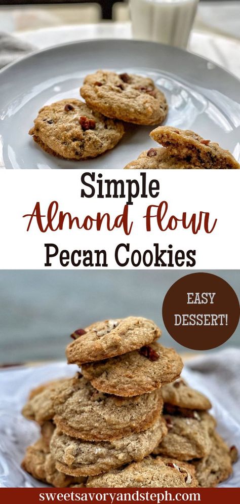 These almond flour pecan cookies are an easy and healthy cookie option. They are deliciously soft and chewy, and ready in just minutes. Made with almond flour, these cookies are gluten free, but are delicious for everyone, even if you don’t follow a gluten free lifestyle. You can also add chocolate chips or candy pieces to create a unique spin on these cookies! Almond Flour Pecan Cookies, Cardamom Cookies Recipe, Cookies Made With Almond Flour, Healthy Cookie Recipe, Almond Flour Recipes Cookies, Quick And Easy Sweet Treats, Fancy Desserts Recipes, Healthy Cookie, Butter Pecan Cookies