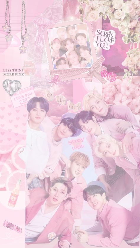 #straykids #pink #wallpaper #fyp Kpop Groups Wallpaper Collage, Straykids Pink Wallpaper, Pink Stray Kids Wallpaper, Skz Pink Aesthetic, Skz Pink Wallpaper, Widget Ideas, Kids Wallpaper, Ipad Wallpaper, Pink Wallpaper