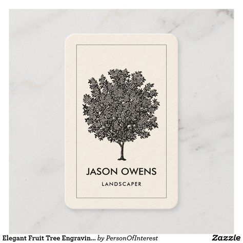 Tree Engraving, Landscaping Business Cards, Floral Business Cards, Floral Business, Fruit Tree, Natural Branding, Floral Nursery, Business Card Size, Plant Nursery