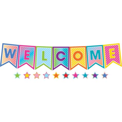 Welcome Bulletin Board, Welcome Bulletin Boards, Welcome Banners, Colorful Vibes, Giant Letters, Craft Work For Kids, Bulletin Board Sets, Board Display, School Banner