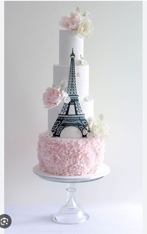 Paris Quinceanera Theme, Paris Birthday Cakes, Bolo Paris, Paris Party Decorations, Paris Themed Cakes, Paris Sweet 16, Paris Birthday Theme, Paris Cake, Eiffel Tower Cake