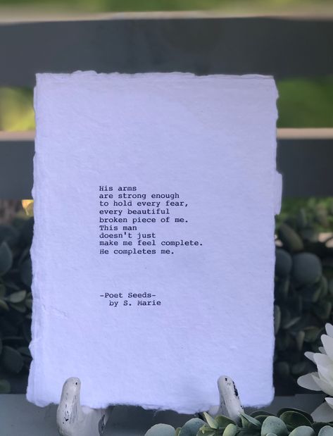 Romantic gift for boyfriend| Love poem for Husband|Anniversary gift for him|Husband Birthday gift| He Completes Me Typed poem handmade paper Birthday Poem For Husband, Romantic Birthday Cards For Him, Birthday Poems For Boyfriend, Birthday Poems For Him, Poem For Husband, Poem For Boyfriend, Mirror Messages, Love Poems For Husband, Husband Anniversary Card