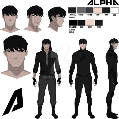 Alpha Character Sheet by JTmovie Sketches Male, Male Character Design, Character Reference Sheet, Character Turnaround, Comic Company, Character Model Sheet, Model Sheet, Superhero Characters, Male Character