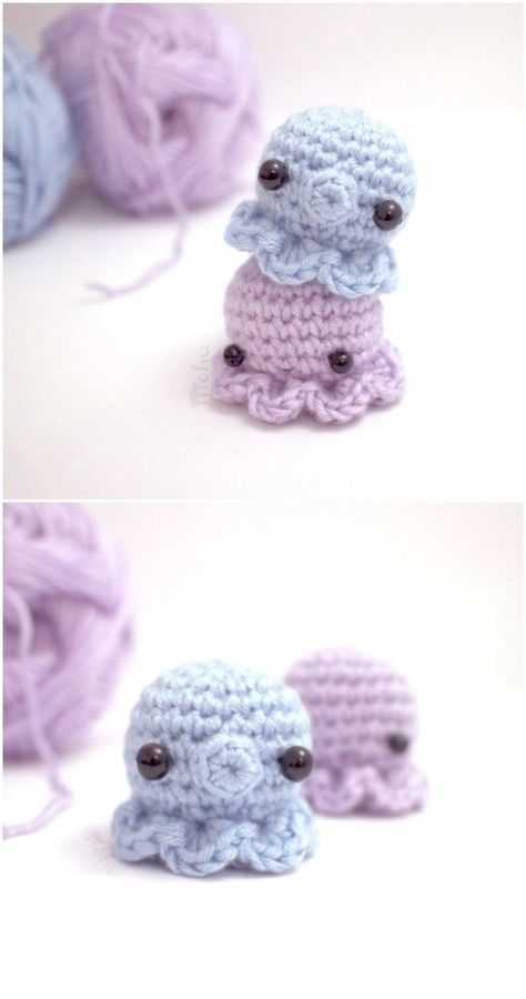 Cute Little Crocheted Octopus Space Crochet, Crochet Studio, Crochet Rainbow, Easy Crochet Animals, Crochet Octopus, Pola Amigurumi, Easy Crochet Projects, Crochet Animals Free Patterns, Crochet Design Pattern