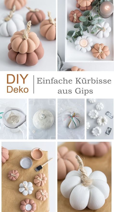 DIY Deko Kürbisse aus Gips Diy Plaster, Diy Halloween Decor, Dekor Diy, Fall Crafts Diy, Diy Pumpkin, Pumpkin Crafts, Fall Decor Diy, Fall Diy, Diy Home Crafts