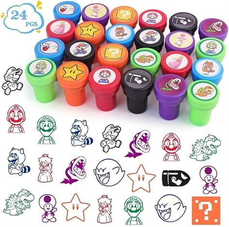 Amazon.com: 24Pcs Mari Party Favors Stampers for Kids, Princess Peach Favors, Classroom Rewards Prizes, Treat Bag Goody Bag Stuff for Mari Bros Birthday Party Gifts : CDs & Vinyl Daisy Luigi, Super Mario Games, Birthday Party Gifts, Classroom Rewards, Anime Toys, Kids Gift Guide, Mario Bros., Diy Stamp, Craft Printing