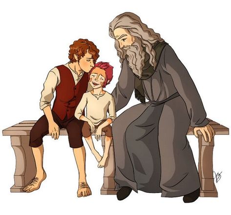 “The eldest of these, and Bilbo’s favourite, was young Frodo Baggins. When Bilbo was ninety-nine he adopted Frodo as his heir, and brought him to live at Bag End; and the hopes of the Sackville-Bagginses were finally dashed.” ~ The Fellowship of the Ring, A Long-expected Party (Art: “The Hobbit, the Cat, and the Wandering Wizard” by RogueFanKCon DeviantArt) #FOTRquote #ALongExpectedParty #bilboandfrodo Hobbit Fanart, The Dwarves, Bag End, The Fellowship Of The Ring, Frodo Baggins, Lotr Art, Being Used Quotes, Fellowship Of The Ring, The Heirs