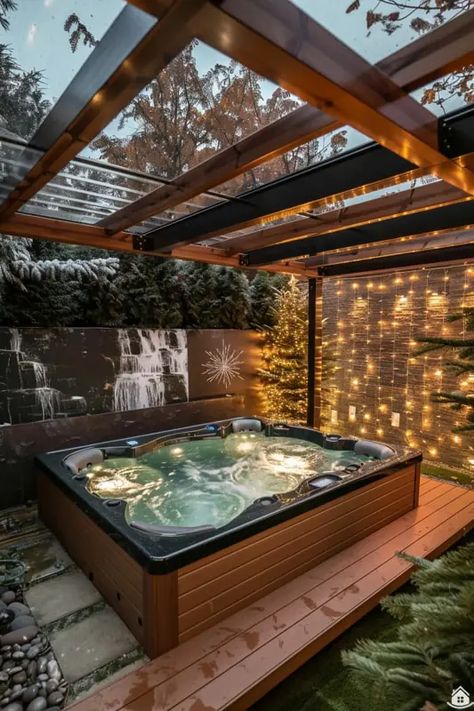 Backyard Jacuzzi Ideas Patio, Hot Tub Deck Design, Outdoor Jacuzzi, Hot Tub Patio, Outdoor Hot Tub, Hot Tub Gazebo, Colorado House, Hot Tub Deck, Hot Tubs Saunas