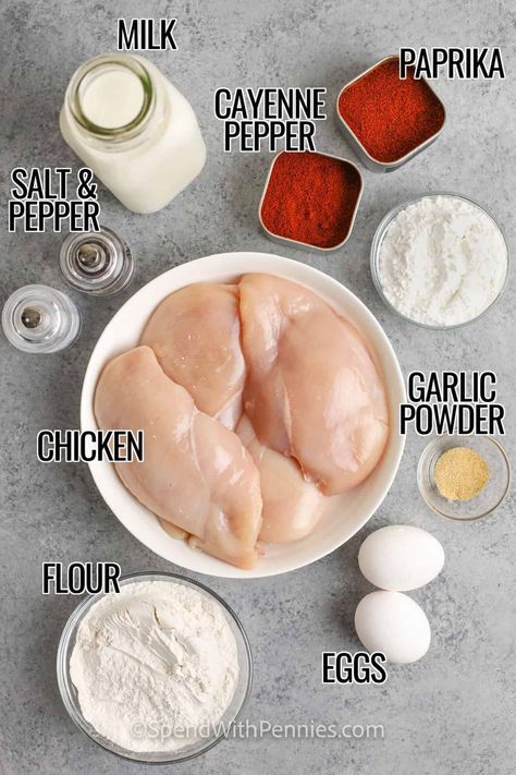 This Southern chicken fried chicken recipe will put you in comfort food heaven! Tender chicken, coated in a crispy egg and flour batter is smothered in a creamy white gravy with a hint of cayenne pepper. Enjoy it with rice and collards for the full Southern-style experience, or tuck the chicken into sandwiches. #chickenfriedchicken #spendwithpennies #chickenfriedchickenwithgravy #chickenfriedchickenrecipe Easy Batter For Chicken, Easy Country Fried Chicken, Easy Chicken Fried Chicken Recipe, Sour Cream Fried Chicken, Copycat Churches Fried Chicken, Chicken Coating Recipes Flour, Fried Chicken Recipe Deep Fryer, Crispy Chicken No Breadcrumbs, Homemade Chicken Fried Chicken