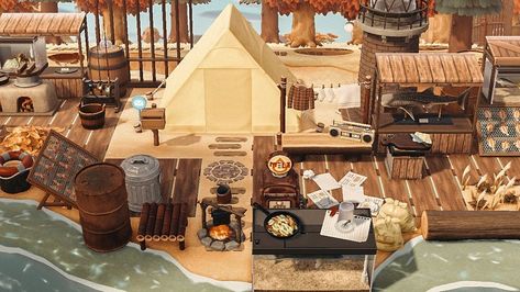 @lauraanimalcrossing on Instagram: “Finally I start to decorate the beach! This is the new fishing spot and my little fish market 🐟🎣 Inspirated by the amazing and talended…” Dark Beach, Fish Market, Island Design, Animal Crossing, The Amazing, The Beach, Fishing, Fish, Marketing