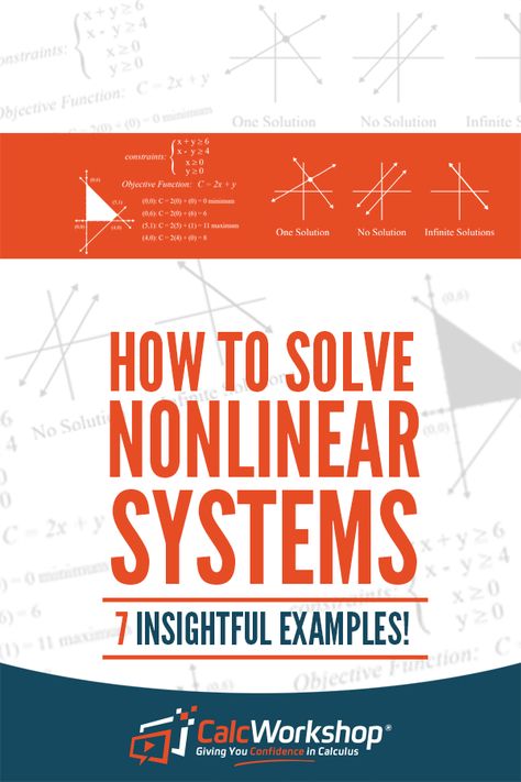 Nonlinear Systems of Equations - EXCELLENT video lesson with 7 Example Problems.  Learn the techniques for solving systems of nonlinear equations by using either the substitution method or elimination method. Terrific for new algebra teachers. Perfect for high school math courses. Learn the tricks for how to solve nonlinear systems.  Watch it today!  #calcworkshop Substitution Method, High School Algebra, Linear Programming, School Algebra, Learn Math, Systems Of Equations, Solving Equations, Order Of Operations, Math Tutor