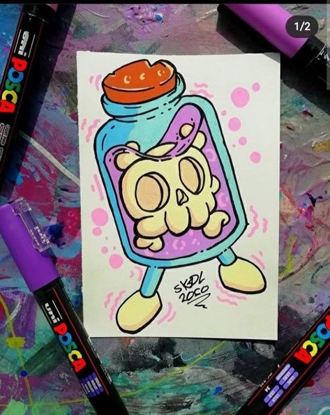 Art Markers Drawing, Markers Drawing Ideas, Markers Drawing, Graffiti Doodles, Hippie Painting, Graffiti Style Art, Graffiti Drawing, Small Canvas Art, Cute Doodle Art