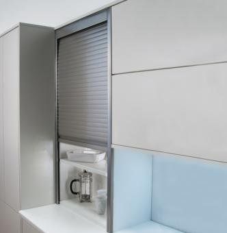 Tambour Door Kit stainless steel effect 500mm x 1450mm > Tambour door kits > Wjskitchenwarehouse Tambour Door, Tambour Doors, Vertical Doors, Furniture Fittings, Rolling Shutter, Hidden Kitchen, Roller Doors, Kitchen Table Settings, Door Kits