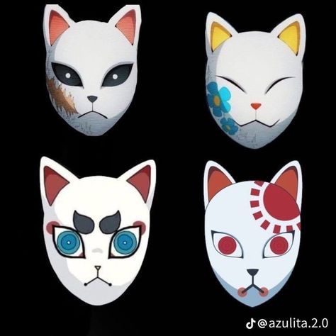 Demon Slayer Clay Art, Demon Slayer Base Pose, Tanjiro Mask, Demon Slayer Mask, Anbu Mask, Nerdy Decor, Kitsune Mask, Japan Crafts, Mask Drawing