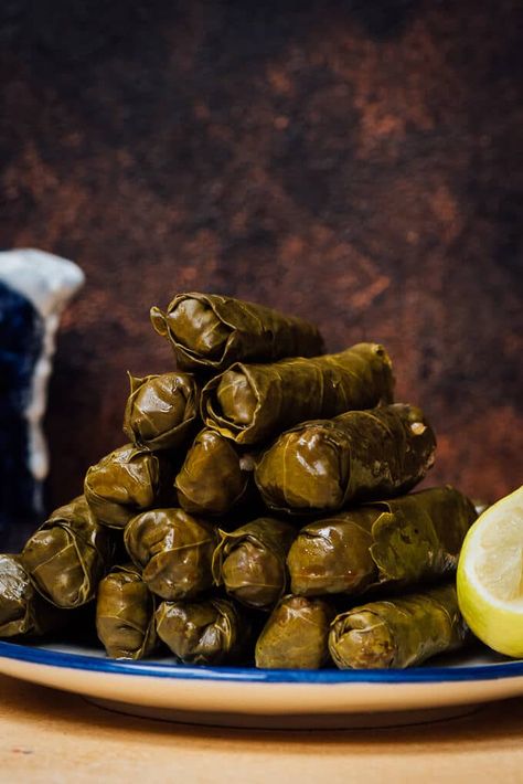 Yaprak Sarma (Turkish Dolma) - Give Recipe Grape Leaves Recipe, Stuffed Grape Leaves, Armenian Recipes, Blueberry Scones, Lebanese Recipes, Persian Food, Idee Pasto Sano, Minestrone, Middle Eastern Recipes