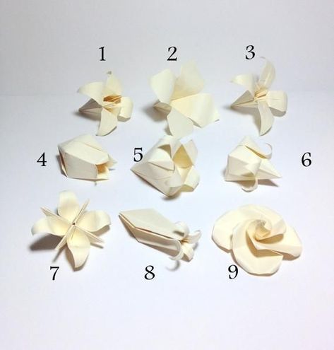 Easy Origami Flowers Tutorial for Beginners - A beginner-friendly tutorial for creating easy and beautiful origami flowers.#origamilove #origamiparty #origamichallenge Small Origami Flowers, Origami Room Decor, Paper Wedding Flowers, Wedding Origami, Hanging Origami, Easy Origami Flower, Origami Flowers Tutorial, Garland Paper, Flowers Garland