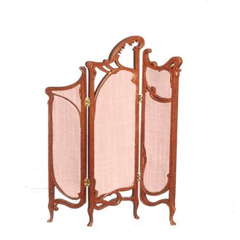 Bedroom Screen, Art Nouveau Bedroom, Bedroom Screens, Dressing Screen, Art Nouveau Interior, Stainless Steel Screen, Walnut Chair, Walnut Armchair, Victorian Fireplace