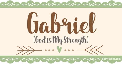 All about the name Gabriel: Meaning, origin, and popularity of Gabriel. What does Gabriel mean? Click for more information about the name Gabriel and thousands of other baby names. Caleb Name Meaning, Matthew Meaning, Hebrew Baby Names, Unisex Baby Names, Name Origins, Names Girl, Gender Neutral Names, Baby Name List, My Strength