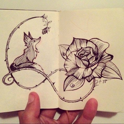 Foxes Drawing, Flowers Mandala, Mandala Ideas, Fox Drawing, Drawing Flowers, Fox Tattoo, Rose Drawing, Baby Tattoos, Amazing Drawings