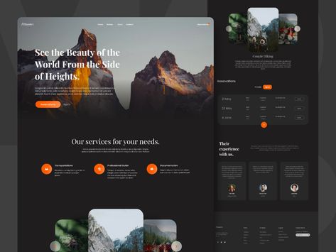 Mountain Tour by rezkirahm on Dribbble Travel Layout, Hotel Booking App, Landing Ideas, Travel Website Design, Web Design Websites, Online Dating Websites, Mountain Equipment, Creative Web Design, Web Ui Design