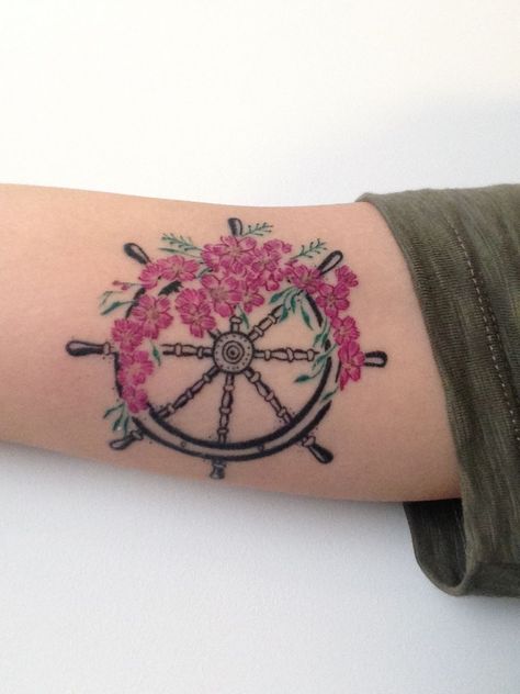 Ship Wheel Tattoo Women, Ship Steering Wheel Tattoo, Steering Wheel Tattoo, Ship Wheel Tattoo, Calf Tattoos For Women, Ship Steering Wheel, Wheel Tattoo, Bull Tattoos, Ship Wheel