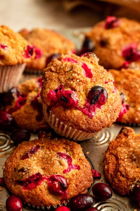 Bakery Style Cranberry Orange Muffins - The G & M Kitchen Raspberry Chocolate Chip Muffins, Apple Butter Muffins, Cranberry Orange Muffin Recipe, Christmas Muffins, Orange Muffin Recipe, Orange And Cranberry, Ginger Muffins, Bakery Muffins, Raspberry Chocolate Chip