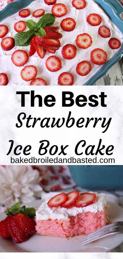 This creamy strawberry cake is so dreamy. The cake soaks of sweetened condensed milk and then topped with dreamy whipped cream and strawberries. Perfect for any summer gatherings. #strawberrycake,#creamyanddreamy,#strawberries,#strawberriesandcream,#strawberry Strawberry Ice Box Cake, Strawberry Cream Cheese Icebox Cake, Cream Cheese Icebox Cake, Whipped Cream And Strawberries, Ice Box Cake, Strawberry Icebox Cake, Cream And Strawberries, Boxed Cake Mixes Recipes, Strawberry Delight