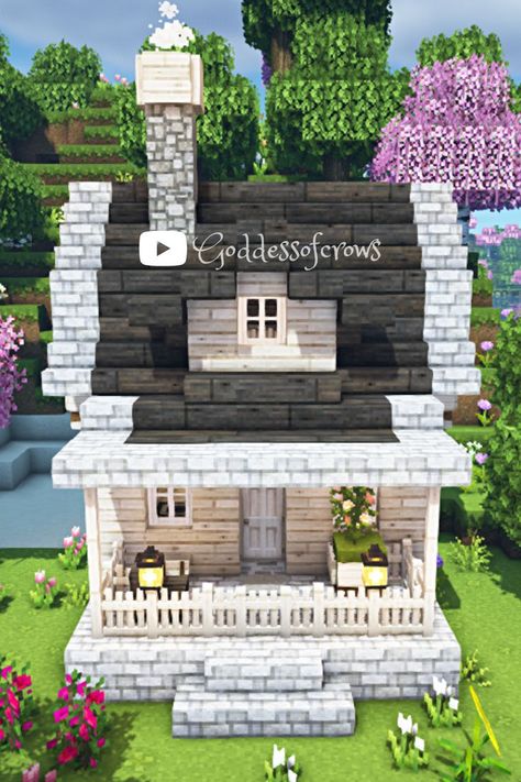 Minecraft Small House, Cottage Minecraft, Starter House, Flower Forest, House Tutorial, Small Cottage Homes, Minecraft Cottage, Minecraft Furniture, Minecraft Tips