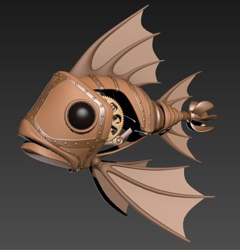 ArtStation - Robo fish, Kresimir Sporcic Fish Robot, Steampunk Painting, Robo Fish, Michael Tattoo, Maya Modeling, Bionic Design, Whale Art, Concept Art Character, Steampunk Art