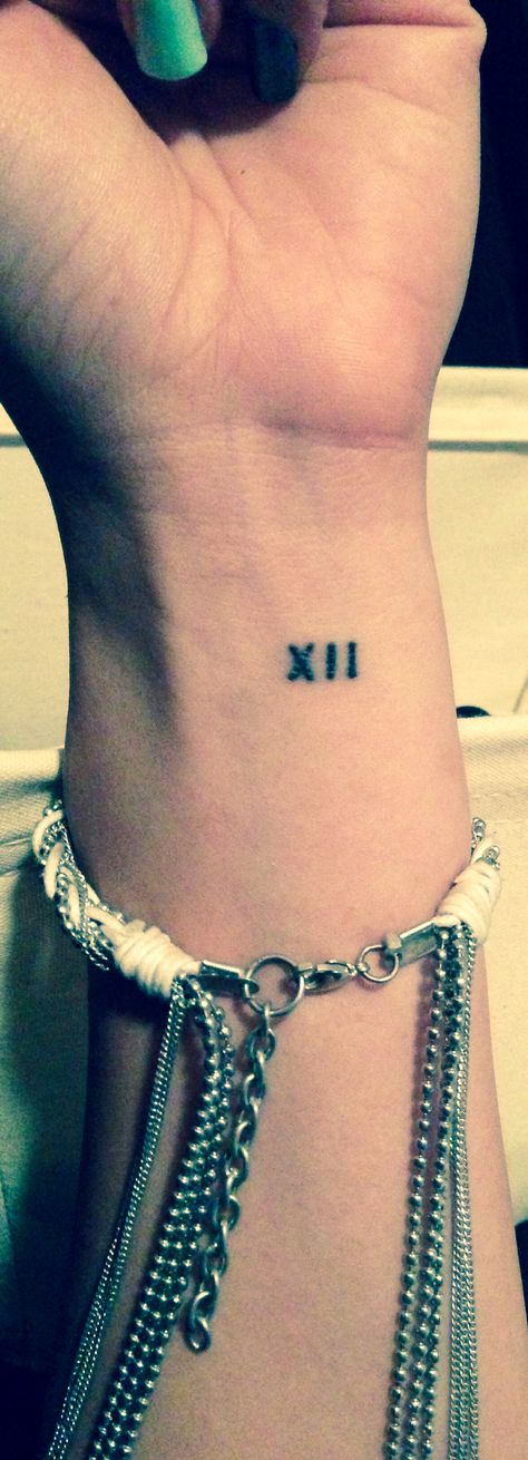 Roman numeral tattoo. XII. Lucky number Xii Tattoo, Number Tattoo Fonts, Font Tato, 12 Tattoos, Roman Numeral Tattoo, Numeral Tattoo, 7 Tattoo, Tato Dengan Makna, Roman Numeral Tattoos